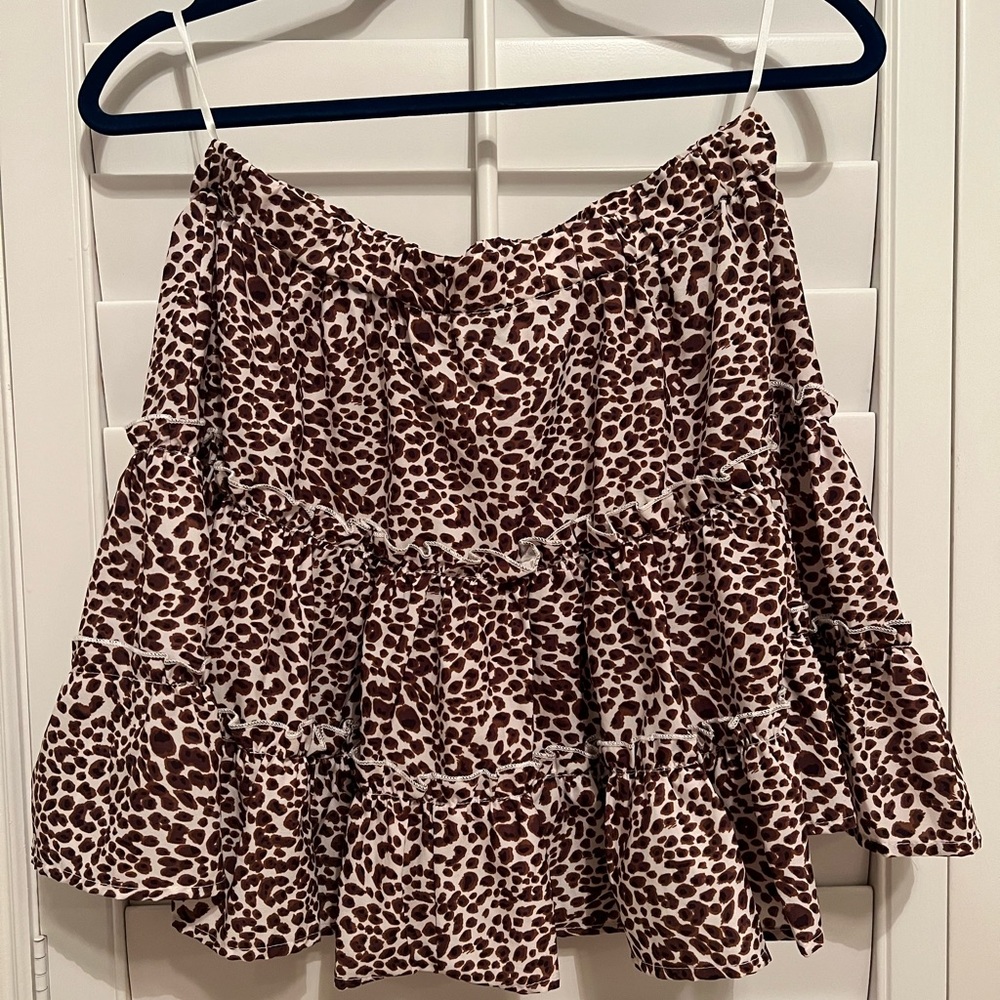 Leopard print brown and white mini skirt